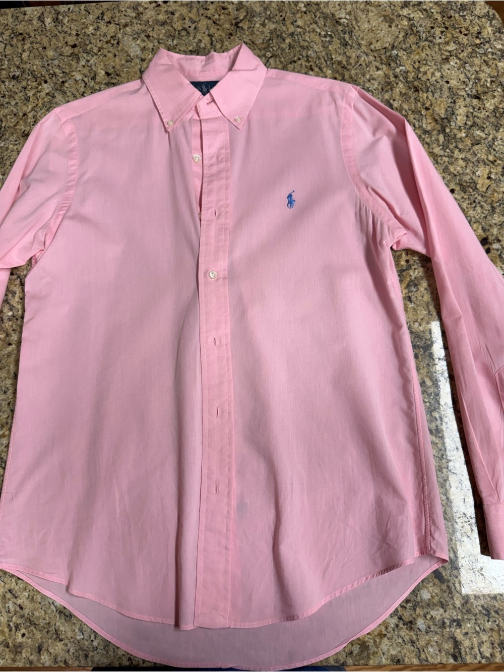 Ralph Lauren Light Pink Button-Down Dress Shirt with Blue Pony